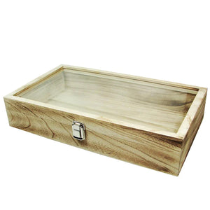 Wood Storage Case with Tempered Glass Top