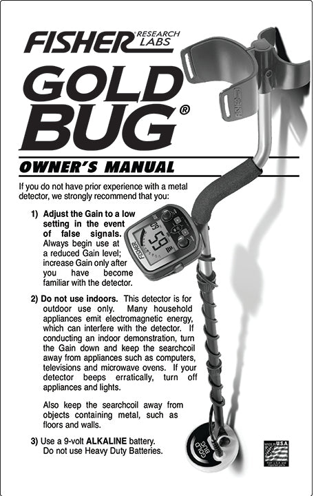 New Fisher Gold Bug Detector Instruction Manual