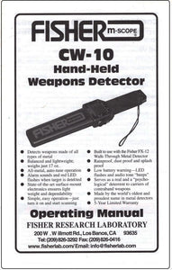 Fisher CW-10 Detector Instruction Manual