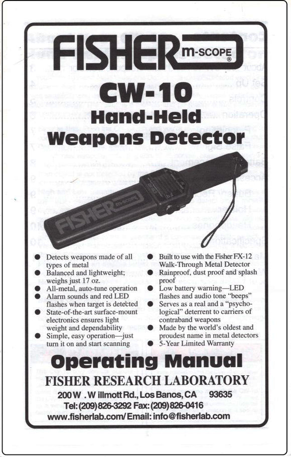 Fisher CW-10 Detector Instruction Manual